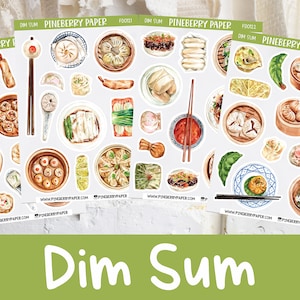 Autocollants Dim Sum | | déco | de la cuisine chinoise Boulettes | | de la cuisine asiatique Yum Cha | | d’autocollants de planificateur Bujo | Bullet Journal