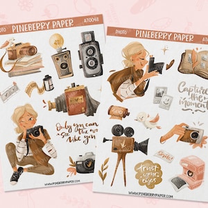 Photographer Stickers | Camera | Photo | Vintage Camera | Memories | Photog | Planner Stickers | Snapshot | Journaling | AT0048 | AT0049