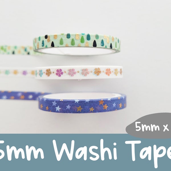 Nature Walk | 5mm Washi Tape | Gold Foil Decorative Tape | Planner Stickers (Erin Condren, Happy Planner, Hobonichi, & more)