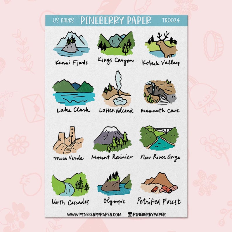 Nps Sticker Book US National Park Stickers | Travel | 63 Parks | Nature | Explore | 6 ...