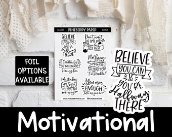 Motivational Quotes Stickers | Decorative | Scripts | Deco | Foiled Options | Planner Stickers | Bujo