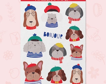 French Dog Stickers | Water-Resistant Matte Vinyl | AN0124