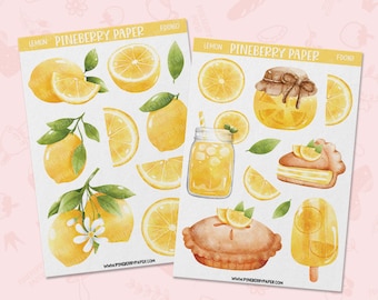 Lemon Stickers | Food | Fruits | Yellow | Planner | Journaling | Seasonal | FD0160 | FD0161
