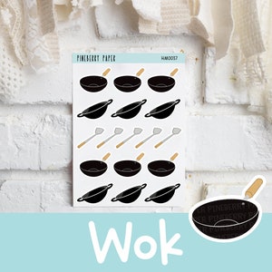 Wok pegatinas / cocina / comida / pegatinas de planificador (Erin Condren, Planificador feliz, Recuerdos, Bujo, Libros de recetas, y más)