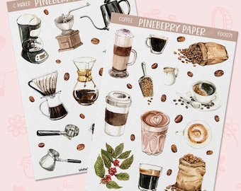 Koffiestickers | Cafeïne | Drankjes | Koffiezetapparaat | Lattes | Dranken | Plannerstickers | Junkjournaal | FD0071 |  FD0072