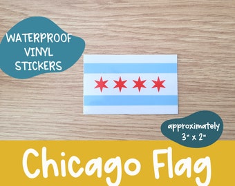Chicago Flag Vinyl Sticker | Laptop Sticker | Water Bottle Sticker | Weatherproof | Waterproof | Decal