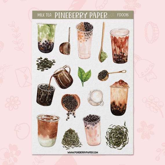 Milk Tea Stickers | Boba | Drinks | Food | Beverage | Planner Stickers | Junk Journal | FD0016