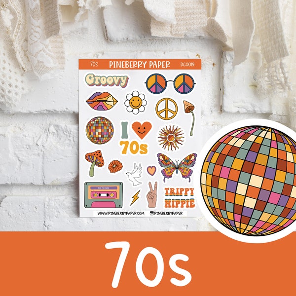 70s Stickers | Decorative | Groovy | Retro | Disco Ball |  Planner Stickers | Bullet Journal | Bujo