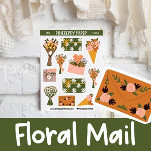 Pegatinas florales de correo / Decorativos / Botánicos / Flores / Paquetes / Cartas / Pegatinas de planificador / Bujo / Bullet Journal