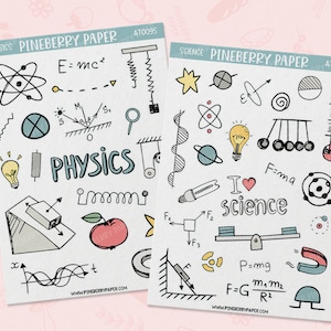 Natuurkundestickers | Wetenschapsliefde | School | Vergelijkingen | Katrollen | Plannerstickers | Forceer | Bullet Journal |