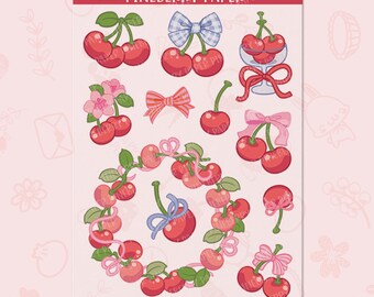 Cherry Stickers | Water-Resistant Transparent Matte Stickers | FD0185