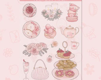 Tea Time Stickers | Water-Resistant Transparent Matte Stickers | FD0334