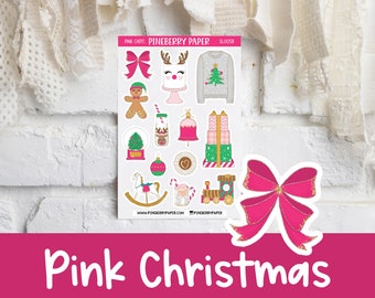 Pink Christmas Stickers | Deco | Xmas | Holiday | Gift | Train | Sweater | Cute | Planner Stickers | Bujo | Bullet Journal | SL0058