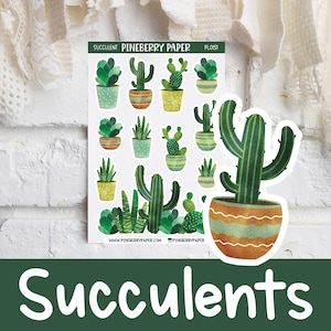 Autocollants succulents | | déco | de cactus Plantes | | verte Plantes d’intérieur | | d’autocollants de planificateur Bujo | bullet journal | FL0151