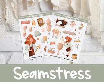 Seamstress Stickers | Decorative | Sewing | Fabric | Tailor | Clothes Maker | Bullet Journal |  Bujo |  Planner Stickers