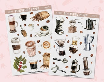 Kaffee Aufkleber | Caffiene | Getränke | Kaffeezubereiter | Gitter | Getränke | Planner Stickers | Bujo | Bullet Journal | FD0071 |  FD0072