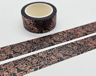 Foiled Rose Gold Floral Washi Tape | 20mm x 10m