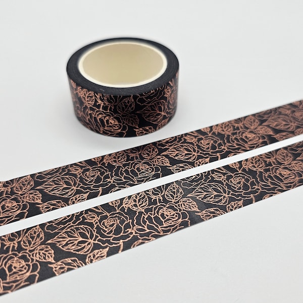 Foiled Rose Gold Floral Washi Tape | 20mm x 10m