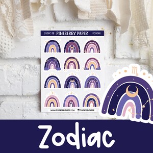 Zodiac Regenboog Stickers | Decoratieve | Paars | Hemelse | Sterren | Constellatie | Deco | Planner Stickers | Bujo | Bullet Journal