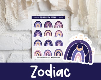 Zodiac Rainbow Stickers | Decorative | Purple | Celestial | Stars | Constellation | Deco | Planner Stickers | Bujo | Bullet Journal