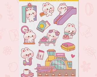 Airport Bunny Stickers | Water-Resistant Matte Vinyl | AN0140
