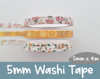 Magic Garden Party | 5mm Washi Tape | Gold Foil Decorative Tape | Planner Stickers (Erin Condren, Happy Planner, Hobonichi, & more)