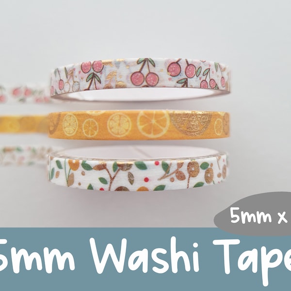 Magic Garden Party | 5mm Washi Tape | Gold Foil Decorative Tape | Planner Stickers (Erin Condren, Happy Planner, Hobonichi, & more)