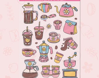 Coffee Stickers | Water-Resistant Glossy Clear Stickers | FD0186