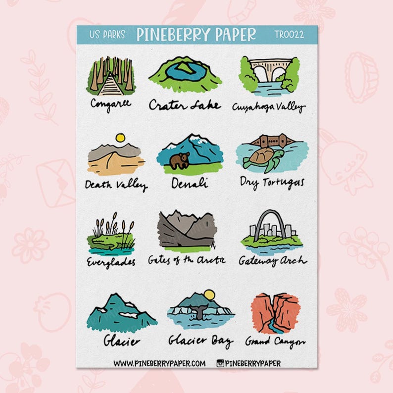 Nps Sticker Book US National Park Stickers | Travel | 63 Parks | Nature | Explore | 6 ...