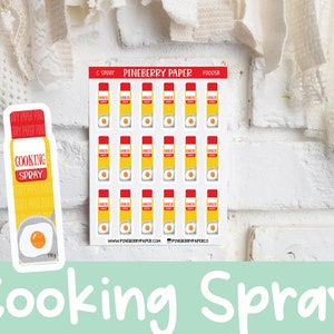 Adesivos em spray para cozinhar | Livro de receitas | Alimentação | Noções básicas de cozinha | Adesivos de planejador (Erin Condren, Happy Planner, Recollections, Bujo e muito mais)