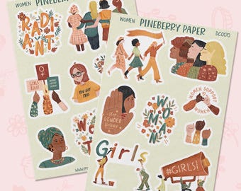 International Women's Day Stickers | Girls | Support | Strong | Girls | Planner Stickers | Bujo | Junk Journal | DC0170 | DC0171