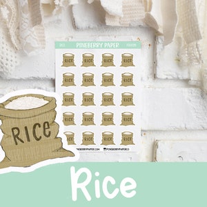 Bolsa de pegatina de arroz / alimentos grapas / comida / grano / planner pegatinas (Erin Condren, Planificador feliz, Recuerdos, Bujo, Hobonichi, y más)
