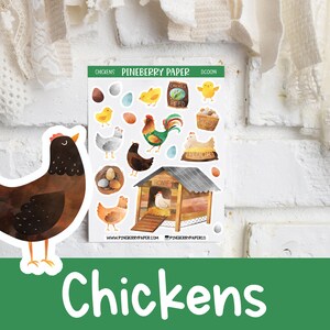 Chicken Stickers | Chicken Coop | Eggs | Chicks | Farm | Planner Stickers (Erin Condren, Happy Planner, Bujo, and more)