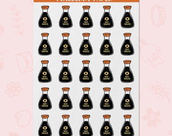 Soy Sauce Stickers | Sauce | Sushi | Food | Japanese Food | Condiment | Pantry | Planner Stickers | FD0046