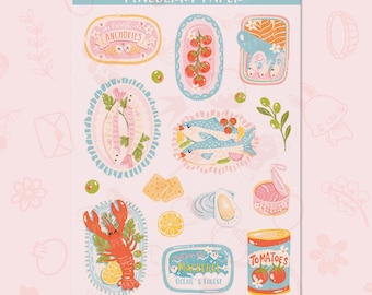 Seafood Stickers | Water-Resistant Transparent Matte Stickers | FD0197
