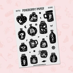 Magical Bottle Stickers | Decorative | Crystals | Mushrooms | Moon | Planner Stickers | Halloween | Bullet Journal | Scrapbooking | DC0135