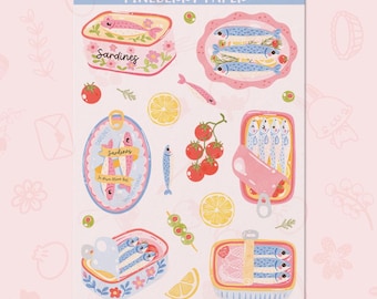 Sardine Stickers | Water-Resistant Transparent Matte Stickers | FD0195