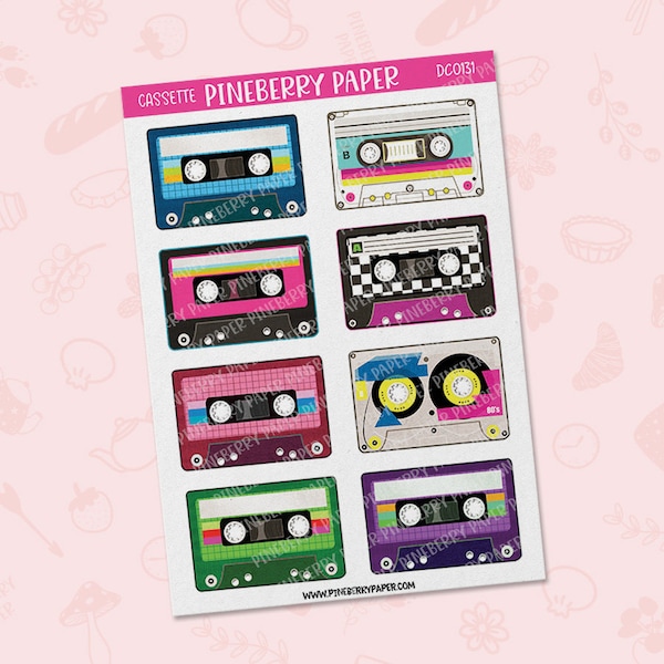 Cassette Tapes Stickers | 80s | 90s | Retro | Music | Nostagic | Bujo | Bullet Journal | Planner Stickers | DC0131