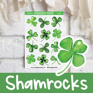 Shamrock Stickers | Lucky | Clovers | Four Leaf Clover | St Patrick's Day | Holiday | Planner Stickers | Bujo | Bullet Journal | FL0162