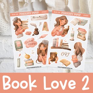 Book Love 2 Stickers / Reader / Librería / Bookworm / Student / Librarian / Writer / Planner Stickers / Bujo / Bullet Journal / FL