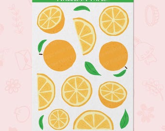 Orange Stickers | Fruit | Citrus | Summer | Food | Junk Journal | Planner Stickers  | FD0077