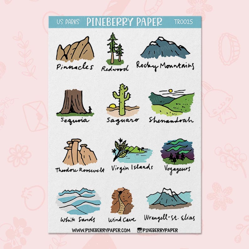Nps Sticker Book US National Park Stickers | Travel | 63 Parks | Nature | Explore | 6 ...