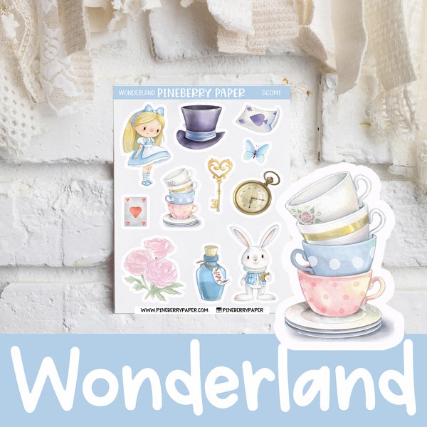 Cute Wonderland Stickers | Deco | Rabbit | Pastels | Drink Me | Cake | Planner Stickers | Bujo | Bullet Journal | DC0141