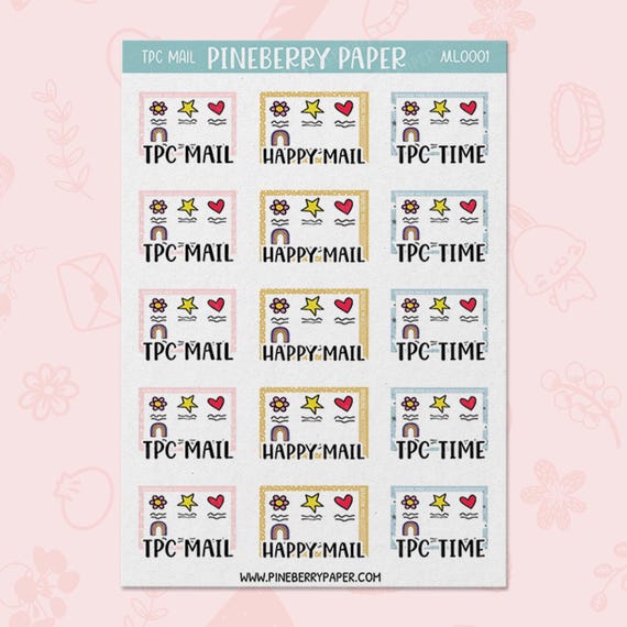 TPC Mail Stickers | Happy Mail | Traveling Postcard | Labels | For Envelopes | Decorative | Weatherproof Matte Vinyl Sticker Paper | ML0001