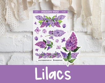 Autocollants lilas | | violet Fleurs | Lavande | | botanique | florale Plantes | | d’autocollants de planificateur Bujo | | Bullet Journal FL0152