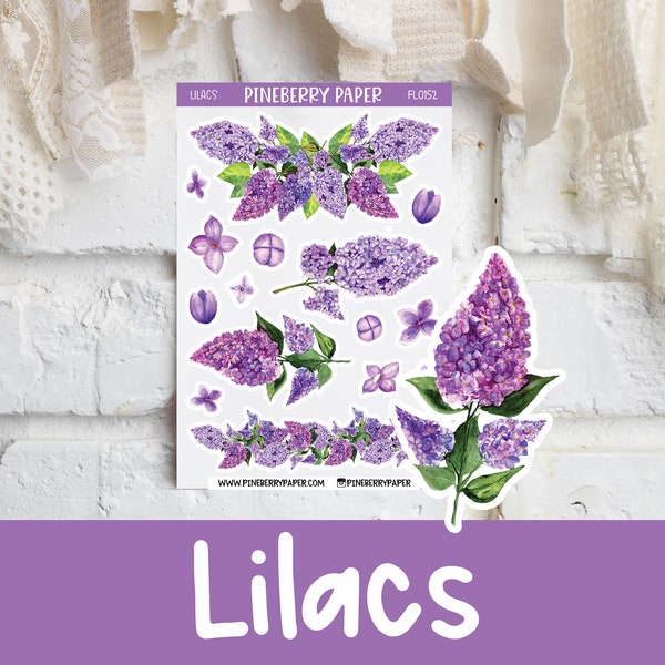 Pegatinas Lilas / Púrpura / Flores / Lavanda / Botánicos / Florales / Plantas / Pegatinas Planificadoras / Bujo / Bullet Journal / FL0152