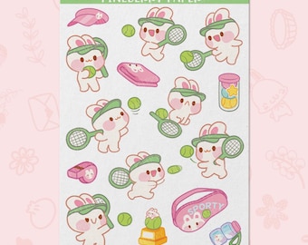 Tennis Bunny Stickers | Water-Resistant Matte Vinyl | AT0103