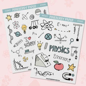 Pegatinas de Física / Amor por la Ciencia / Escuela / Ecuaciones / Poleas / Pegatinas de Planificador / Fuerza / Diario de Basura / Resistente al Agua / AT0095 / AT0096