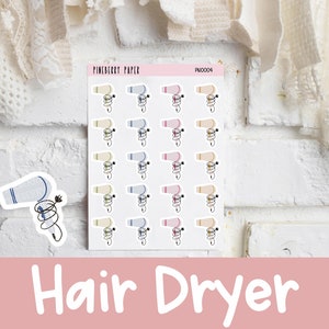 Pegatinas del secador de pelo / Blow Out / Cuidado del cabello / Pegatinas del planificador (Erin Condren, Planificador feliz, Recuerdos, Hobonichi, Bujo, y más)