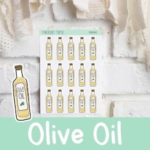 Pegatinas de aceite de oliva / Comida / Cocina / Receta / Pegatinas del planificador (Erin Condren, Planificador feliz, Recuerdo, Hobonichi, Diseñador de día, y más)